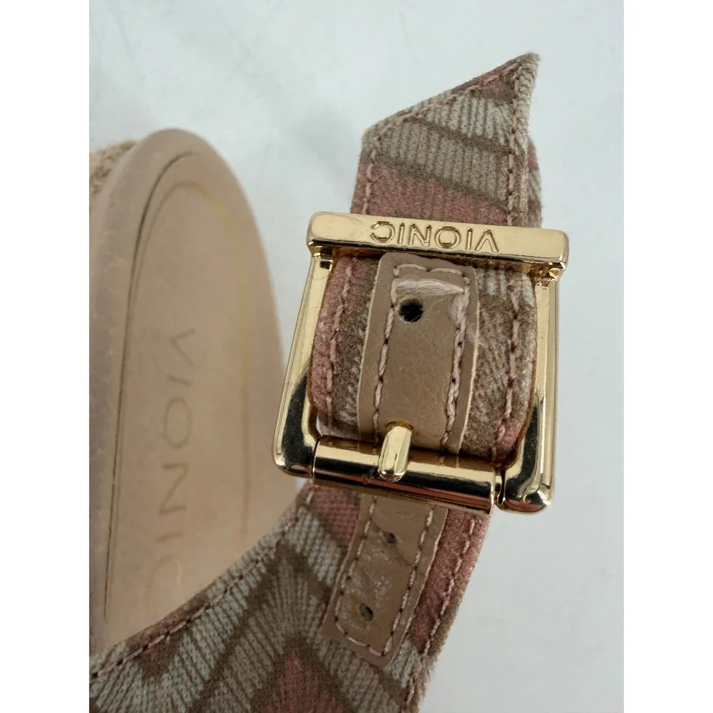 Vionic Coralina Wedge Sandals Womens 10 Blush‎ Pink Chevron Espadrille Boho Chic